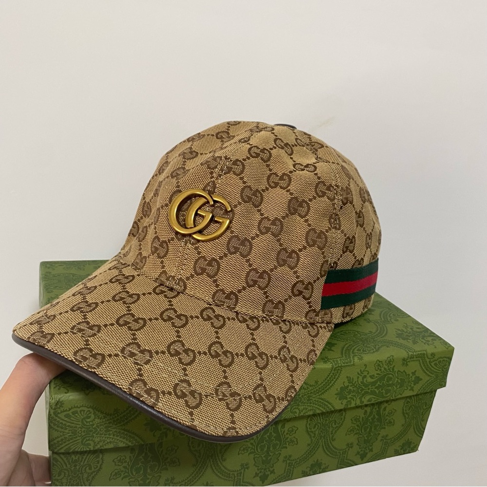 Gucci Beige and Brown Logo Baseball Cap